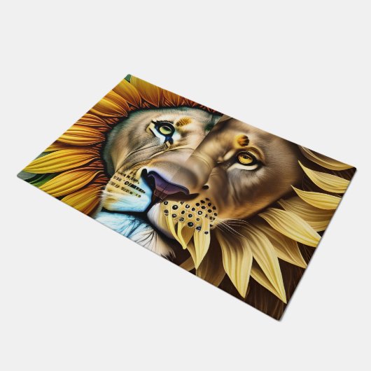 Zwei Seiten der Liebe-Triptychon Fußmatte (Schrägansicht)