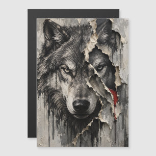 Zwei Seiten desselben Wolfes Magnetkarte