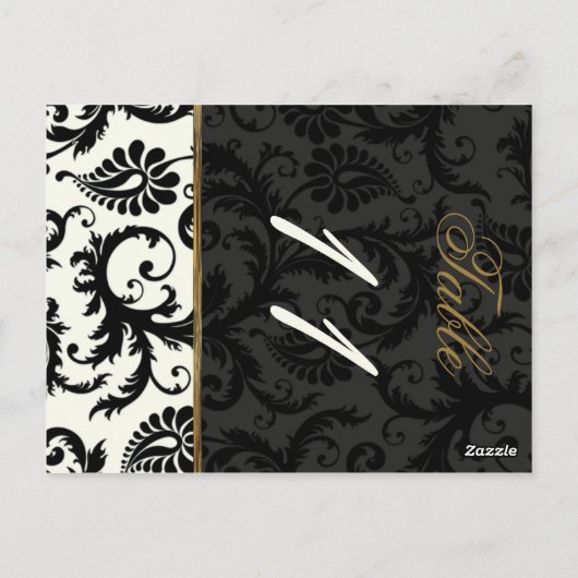 Zwei Seiten Elfenbein, Gold und Schwarze Tischnumm Postkarte (Rückseite)