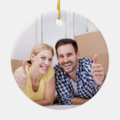 Zwei Seiten Foto Unser erstes Weihnachtshaus Keramik Ornament (Hinten)