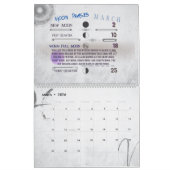 Zwei Seiten großer Kalender, Mondphasen Kalender (Mär 2026)