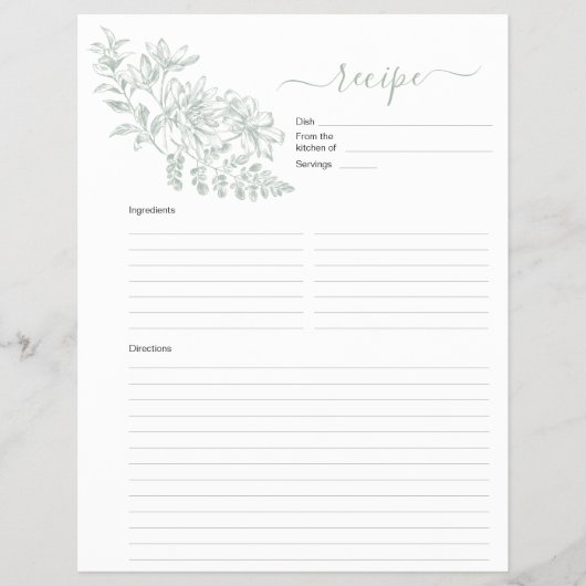 Zwei Seiten grüne Rezept-Seite für Binder (Vorne)