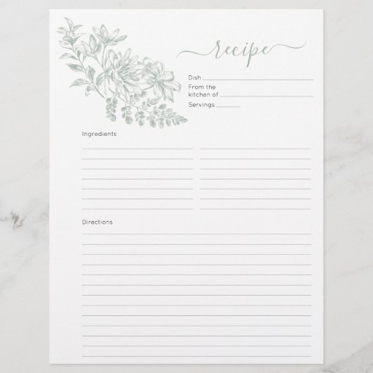 Zwei Seiten grüne Rezept-Seite für Binder (Hinten)