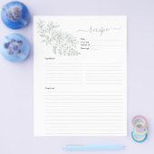 Zwei Seiten grüne Rezept-Seite für Binder (Einzeln)