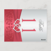 Zwei Seiten Korallenrosa und graue Tischnummer (Rückseite)