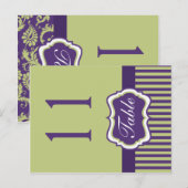 Zwei Seiten Lila und grüne Damaskus-Tischnummer Postkarte (Vorne/Hinten)