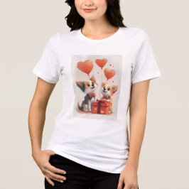 Zwei Seiten Niedlicher Hund Couple T - Shirt - Swe