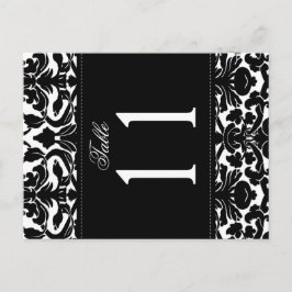 Zwei Seiten Schwarz-Weiß-Damast-Tischnummer Postkarte
