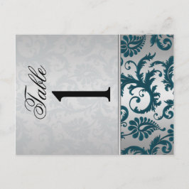 Zwei Seiten Silber und Aquamarine Damask II Tischn Postkarte