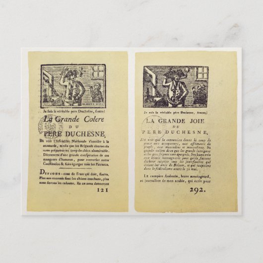 Zwei Seiten von "La Grande Colere de Pere Postkarte (Vorderseite)