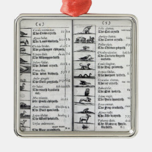 Zwei Seiten von 'Orbis Sensualium Pictus Ornament Aus Metall