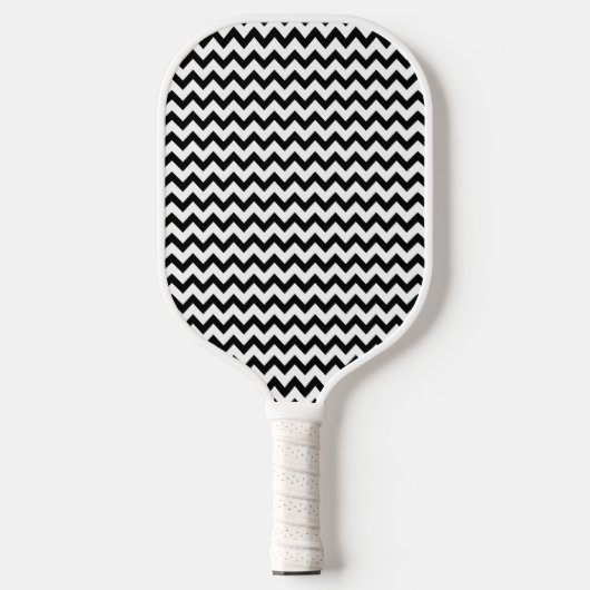 Zwei Seiten Zickzack Zig Zag Muster Schwarz-weiß Pickleball Schläger (Vorderseite)