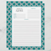 Zwei-seitige Aquamarine Retro-Star-Rezept-Seite (Vorne/Hinten)