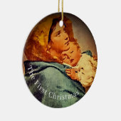 Zwei-seitige erste Weihnachtsschmuck-Foto Keramik Ornament (Rechts)