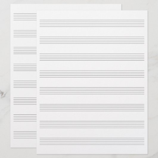 Zwei-seitige Manuskripte Papier Musik Mitarbeiter  Briefbogen (Vorne/Hinten)