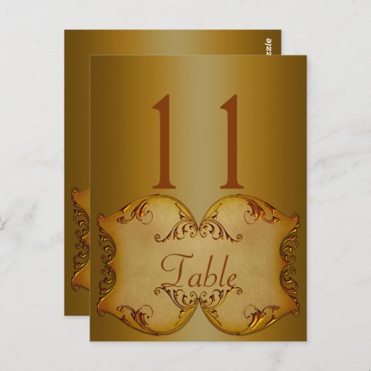 Zwei seitliche Bronze-Scrolls-Tischnummer Postkart Postkarte (Vorne/Hinten)