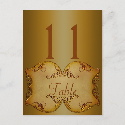 Zwei seitliche Bronze-Scrolls-Tischnummer Postkart Postkarte (Vorderseite)