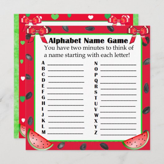 Zwei seitliche Duschspiele Watermelon Themenwelt Einladung (Vorne/Hinten)