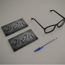 Zwei seitliche graue Chalkboard Bold Monogram Mini Visitenkarte