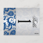 Zwei seitliche Silber- und Blue Damask-Tischnummer Postkarte (Rückseite)