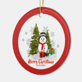 Zwei seitliche Weihnachtsschneedekoration Keramik Ornament (Links)
