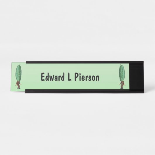 Zwei seltsame Men Green Pickle Heads mit Facebook Schreibtischnamensplakette (Vorderseite )