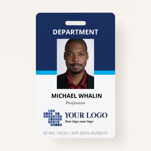 Zwei Shades Blau hinzufügen Logo und Foto Ausweis (Vorderseite)