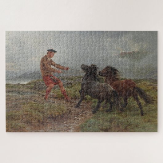 Zwei Shetland Ponies im schottischen Hochland Puzzle (Horizontal)