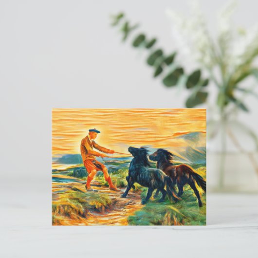 Zwei Shetland-Ponys in einer miessigen Landschaft Postkarte (Stehend Vorderseite)