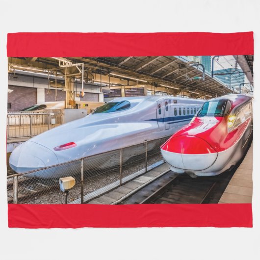 Zwei Shinkansen am Bahnhof Tokio Fleecedecke (Vorderseite (Horizontal))