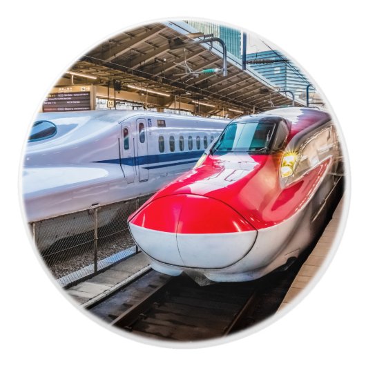 Zwei Shinkansen am Bahnhof Tokio Keramikknauf (Vorderseite)