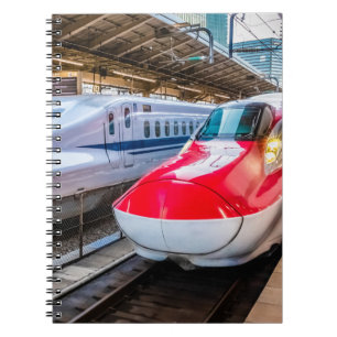 Zwei Shinkansen am Bahnhof Tokio Notizblock