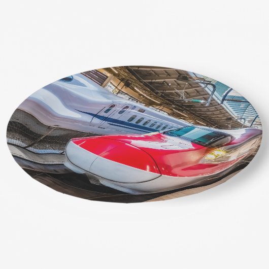 Zwei Shinkansen am Bahnhof Tokio Pappteller (Schrägansicht)