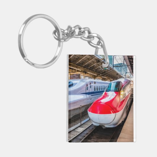 Zwei Shinkansen am Bahnhof Tokio Schlüsselanhänger (Vorderseite links)