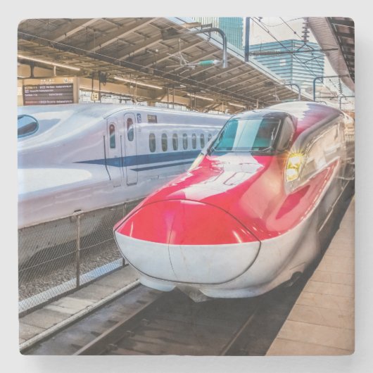 Zwei Shinkansen am Bahnhof Tokio Steinuntersetzer (Vorderseite)
