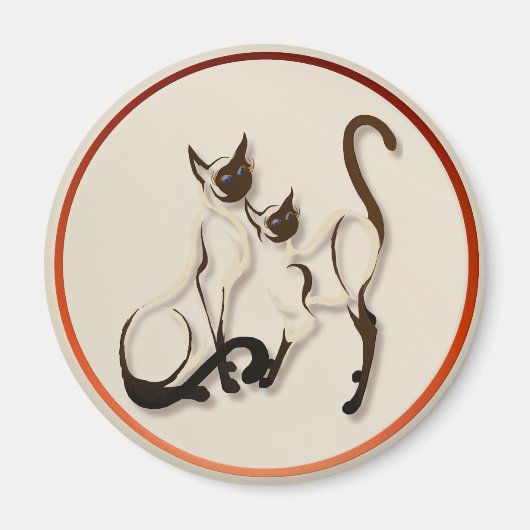 Zwei siamesische Katzen-Magnete Magnet (Vorne)