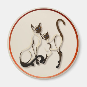 Zwei siamesische Katzen-Magneten Magnet