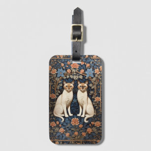 Zwei siamesische Katzen William Morris Inspiriert Gepäckanhänger