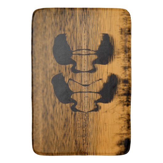 Zwei silberne Krane Badematte (Vorderseite Vertikal)