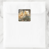 Zwei Silkie-Hühner-Sticker Quadratischer Aufkleber (Tasche)