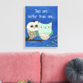 Zwei sind besser als ein Bibelverse mit Eulen Leinwanddruck (Insitu (Wohnzimmer))