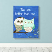 Zwei sind besser als ein Bibelverse mit Eulen Leinwanddruck (Insitu (Holzboden))