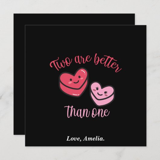 Zwei sind besser als ein Valentin Dankeskarte (Vorne/Hinten)
