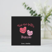 Zwei sind besser als ein Valentin Dankeskarte (Stehend Vorderseite)