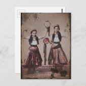 Zwei Sinti und Roma Girls mit Tamborines Postkarte (Vorne/Hinten)