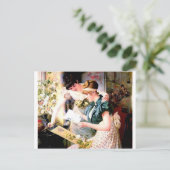 Zwei Sisters Friends Reading Letter Malerei Postkarte (Stehend Vorderseite)