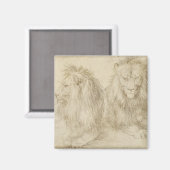 Zwei Sitzbänke (Wildtiere) (Albrecht Durer) Magnet (Vorderseite/Rückseite)