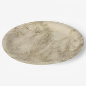 Zwei Sitzbänke (Wildtiere) (Albrecht Durer) Pappteller (Schrägansicht)