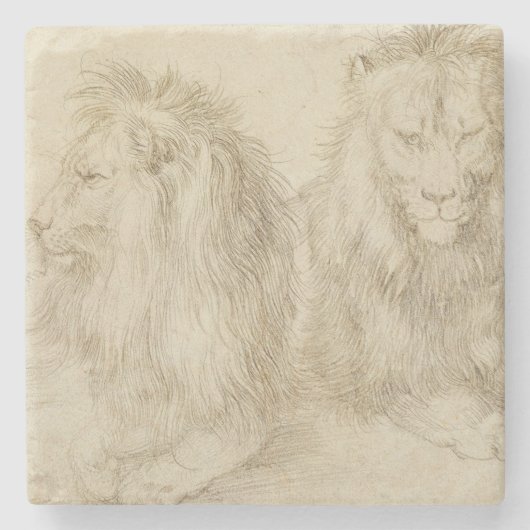 Zwei Sitzbänke (Wildtiere) (Albrecht Durer) Steinuntersetzer (Vorderseite)