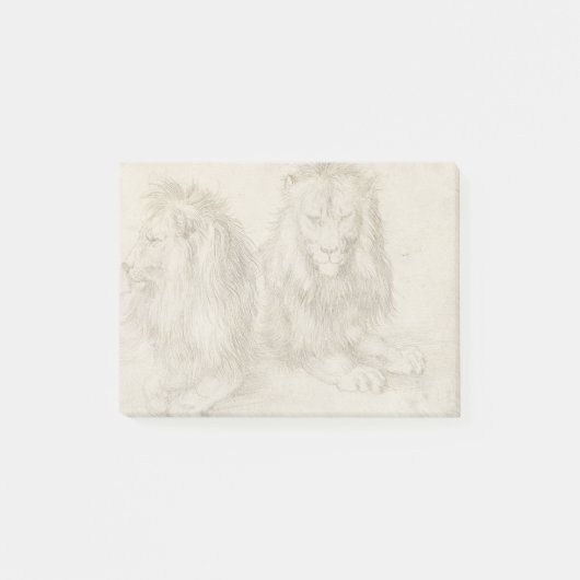 Zwei sitzende Löwen Albrecht Durer Post-it Klebezettel (Vorderseite)